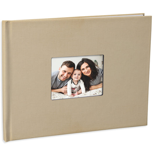 linen-covered photo album