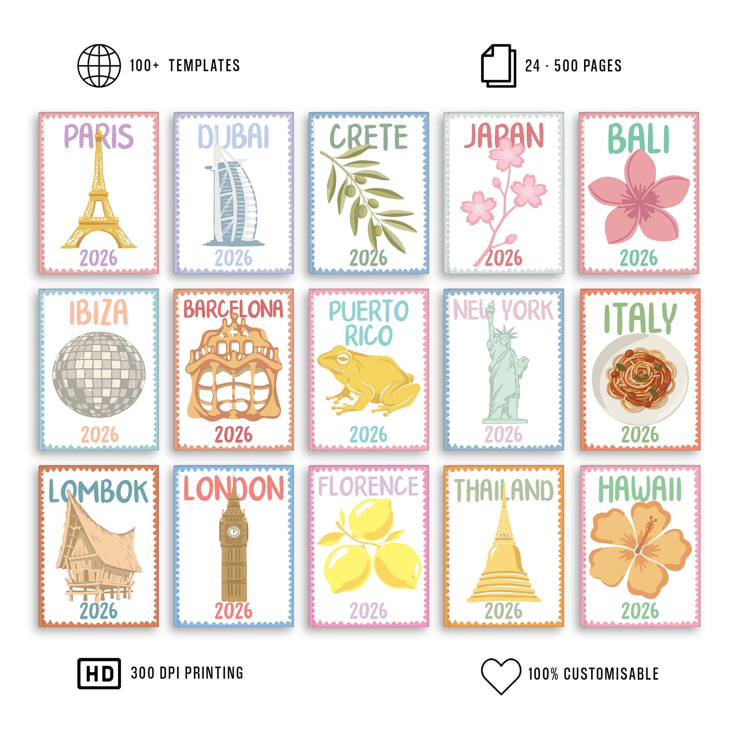 Custom Travel Book - Pastel Series